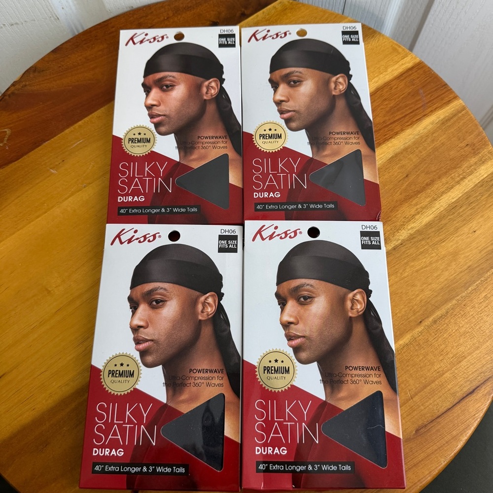 Kiss black silky satin durag lot of 4